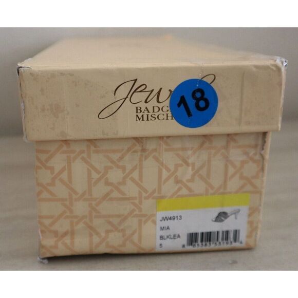 Jewel Badgley Mischka Women's Sz 5 Black Leather Mia Evening Slide Sandals - Picture 16 of 16